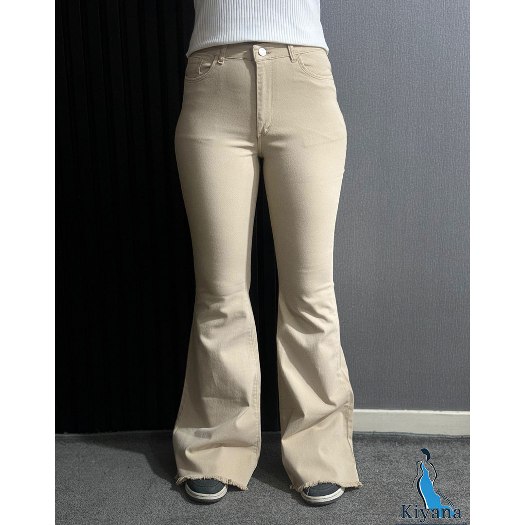 شلوار کتان بوتکات کرم کیانا