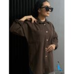 شومیز کتان ترک پاییزه / دکمه چوبی (1738)