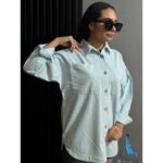 شومیز کتان ترک پاییزه / دکمه چوبی (1738) - Image 15