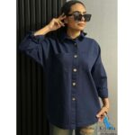 شومیز کتان ترک پاییزه / دکمه چوبی (1738) - Image 5