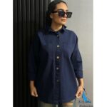 شومیز کتان ترک پاییزه / دکمه چوبی (1738) - Image 6