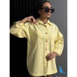 شومیز کتان ترک پاییزه / دکمه چوبی (1738) - Image 9