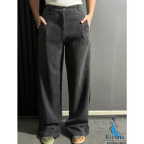 شلوار سیلک سوپر بگ ذغالی تیره