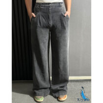 شلوار سیلک سوپر بگ طوسی تیره