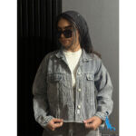 کراپ جین زنانه طوسی