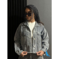 کراپ جین زنانه طوسی