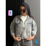 کراپ جین زنانه طوسی