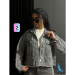 کراپ جین زنانه طوسی