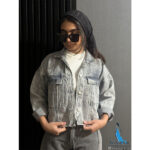 کراپ جین زنانه طوسی