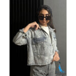 کراپ جین زنانه طوسی