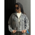 کراپ جین زنانه طوسی