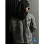 کراپ جین زنانه طوسی