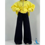 شلوار جین شافل مشکی سایز بزرگ