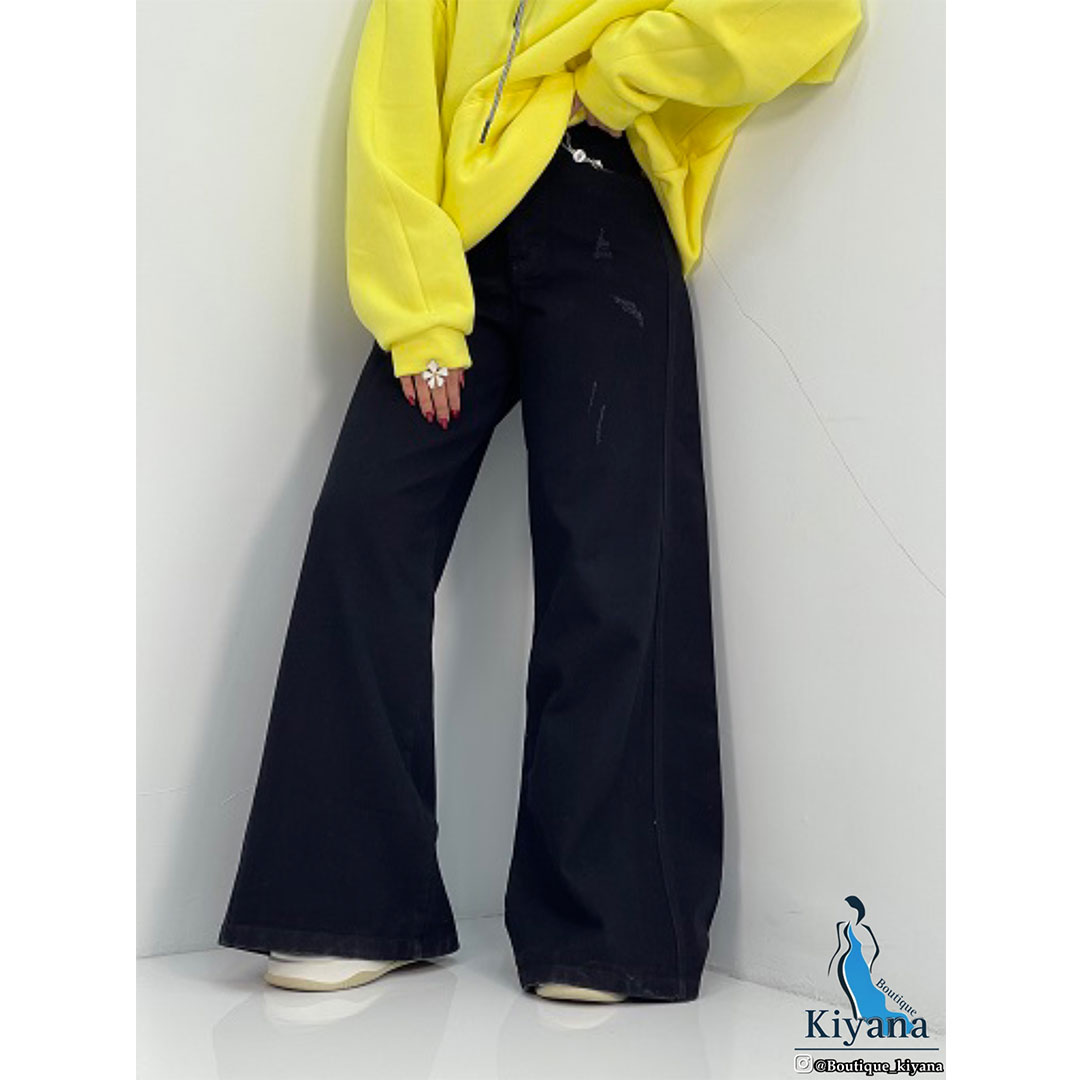 شلوار جین شافل مشکی سایز بزرگ