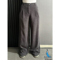 شلوار سوپر بگ سیلک ذغالی  (1785)