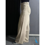 شلوار سیلک میله ای لخت ریزشی/کرم (1804) - Image 2