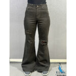 شلوار فلر بگ کتان : چریکی زانو زاپ (1809) - Image 2