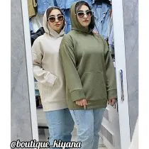 هودی ساده تک رنگ دخترانه فیتیله پارچه گرم بوتیک کیانا